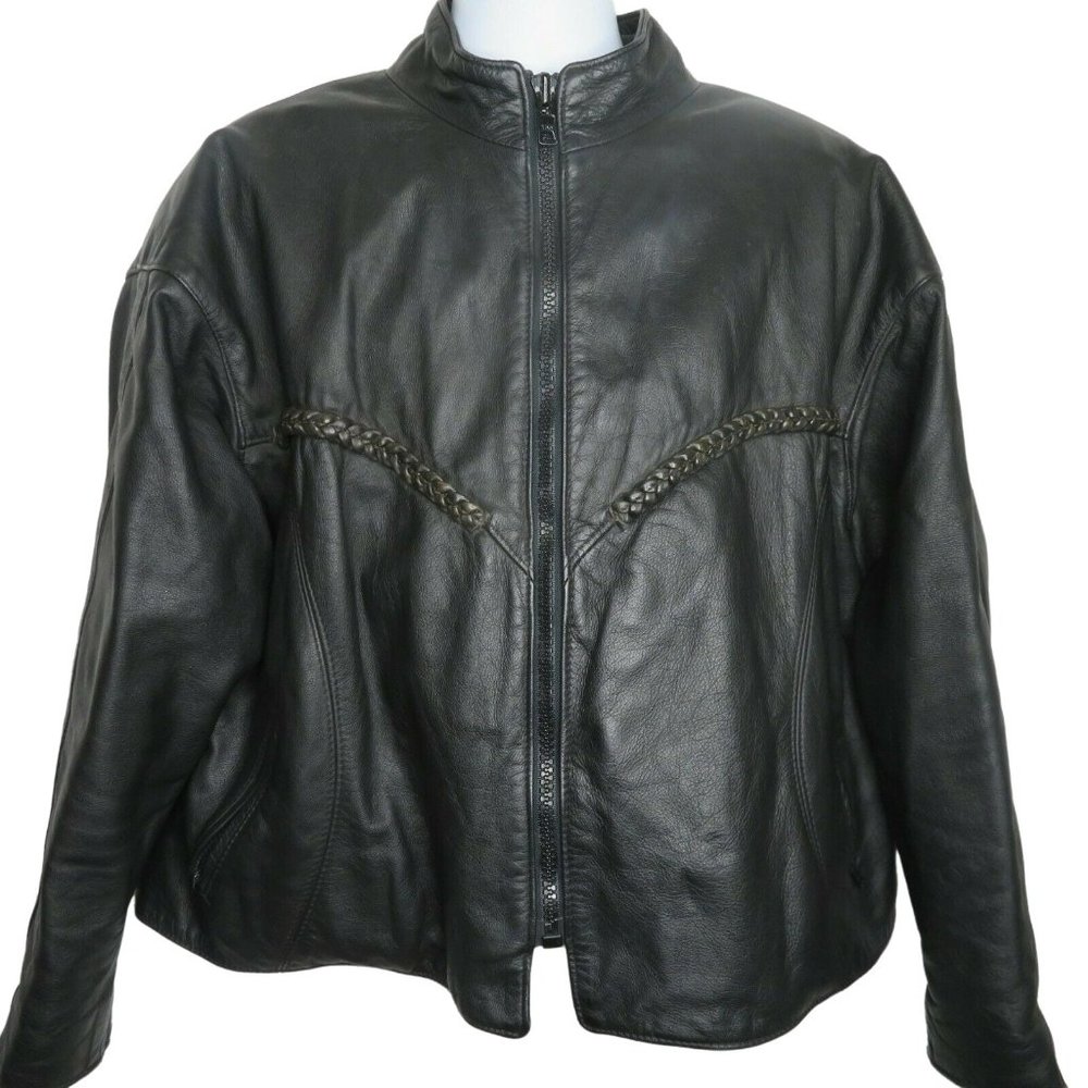Vintage Just Leathers San Jose Ca Black Biker Riding Motorcycle Jacket Size 22